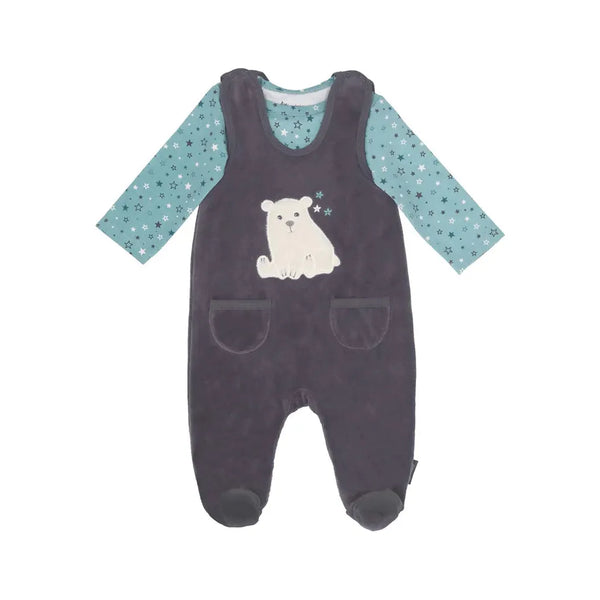 Baby Strampler aus Nicki, Motiv Eisbär Elia, Grau / Größe 62