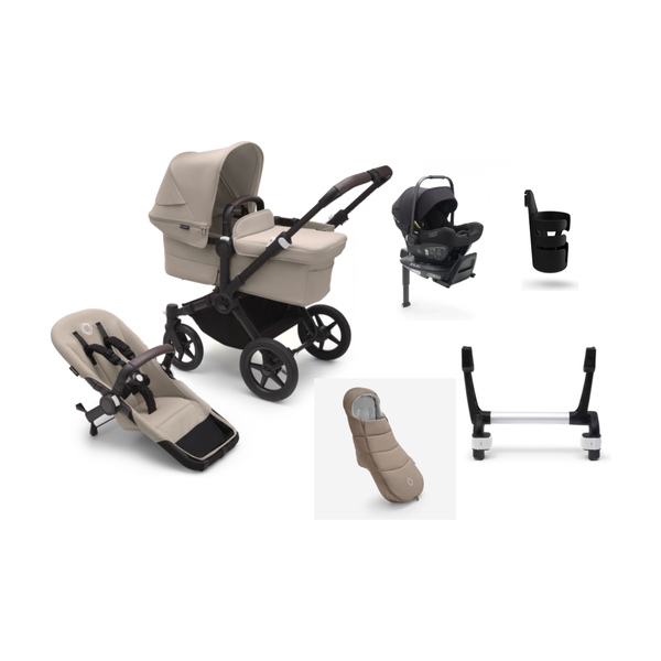 Bugaboo Donkey 5 Mono Gestell (Black) / Stoff (Desert Taupe) / Dach ( Desert Taupe) Ultimate Bundle