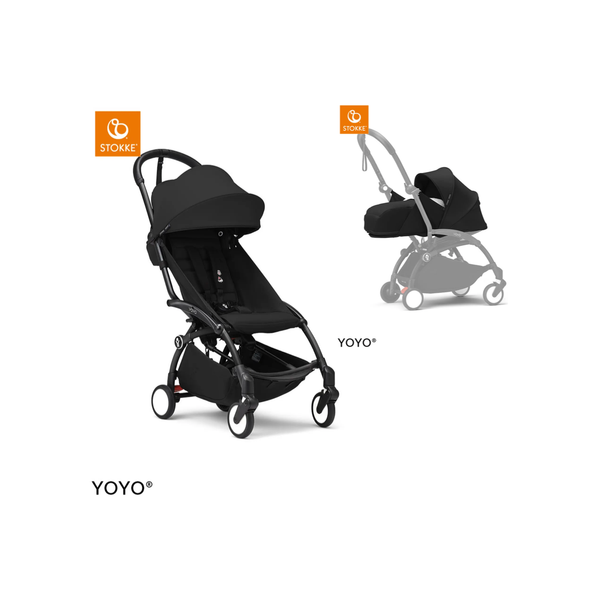 Stokke® YOYO³ Black / Black + Stokke Newborn Pack 0+ Black