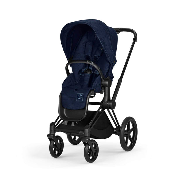 Cybex Priam Set Gestell (Matt Black) /Stoff (Rebellious Luxury Denim Blue)