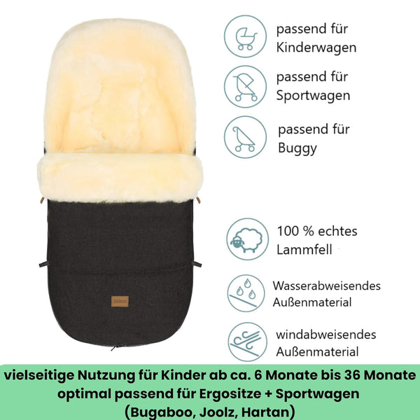 Lammfellfußsack Makalu Ebenholz