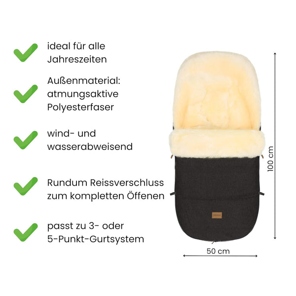 Lammfellfußsack Makalu Ebenholz