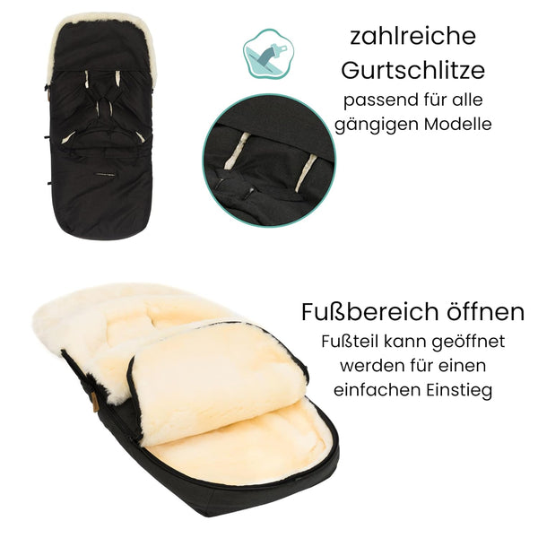 Lammfellfußsack Makalu Ebenholz
