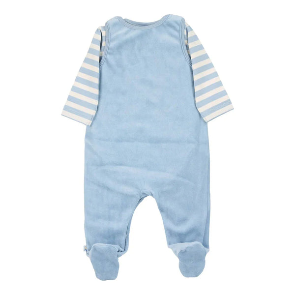 GOTS Strampler-Set Emmi aus Nicki blau / Göße 56