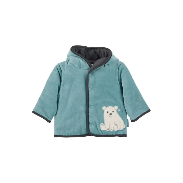 Kapuzen-Jacke aus Nicki, Motiv Eisbär Elia, Türkis / Größe 62
