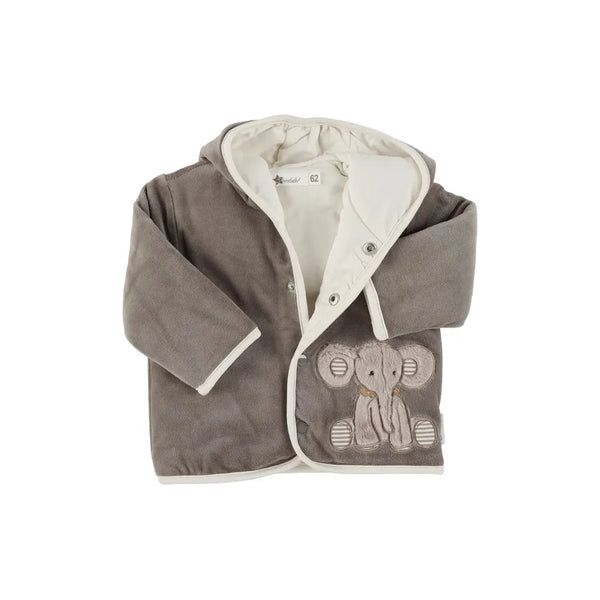 Kapuzen-Jacke aus Nicki, Motiv Elefant Eddy, Grau / Größe 56