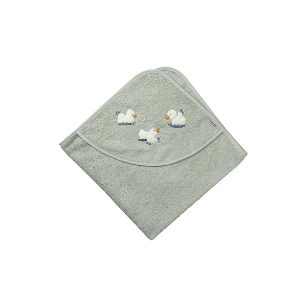 Kapuzenbadetuch mit Motiv Ente Edda Blau, 80x80cm