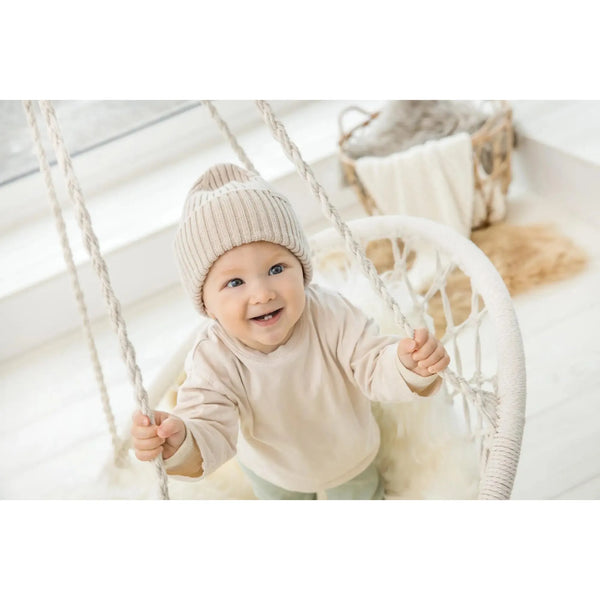 Merino Babymütze Purzl Sand / Größe 44/47