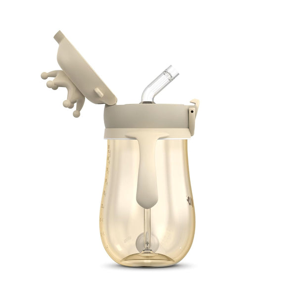 Neno® Mio 2 Cream Premium Babyflasche mit Trinkhalm - BPA Frei - Anti-Kolik-Sauger