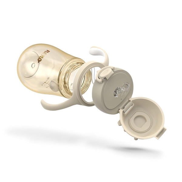 Neno® Mio 2 Cream Premium Babyflasche mit Trinkhalm - BPA Frei - Anti-Kolik-Sauger