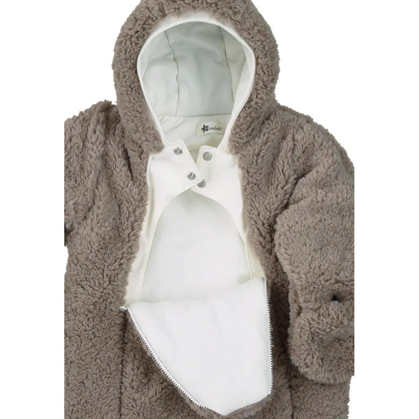 Overall wattiert aus veganem Fell mit Kapuze Grau / Größe 56