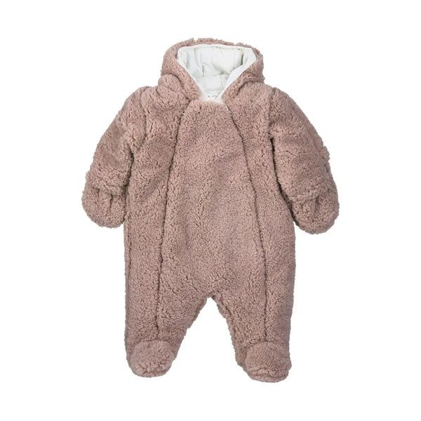 Overall wattiert aus veganem Fell mit Kapuze Flieder / Größe 56