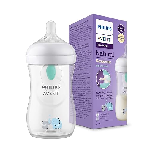 Philips Avent Natural Response Flasche mit AirFree Ventil 1m+260 ml Elefantenmotiv