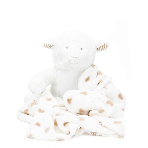 Plüschtier Set Schaf mit Decke weiß