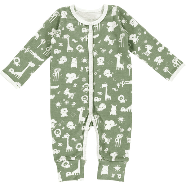 Alvi Pyjama Granite Animals granitgrün/weiß / Größe 56