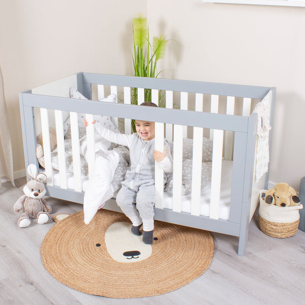 Babybay Kinder-, Baby- und Beistellbett All in One 70x140,hellgrau/ weiß lackiert + Matratze (Kopie)