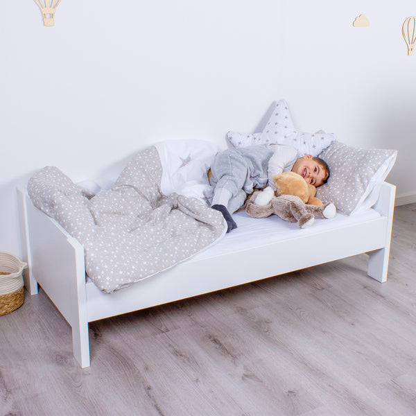 Babybay Kinder-, Baby- und Beistellbett All in One 70x140,hellgrau/ weiß lackiert + Matratze (Kopie)