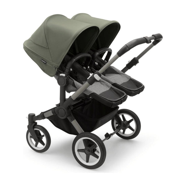 Bugaboo Donkey 5 Duo Gestell (Graphit) / Stoff (Grau Meliert) /Dach (Waldgrün)