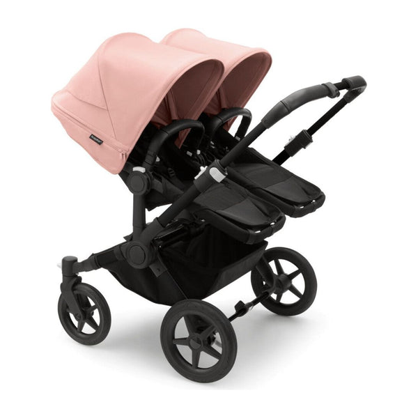 Bugaboo Donkey 5 Twin Gestell (Schwarz) / Stoff (Mitternachtsschwarz) / Dach (Morgenrosa)