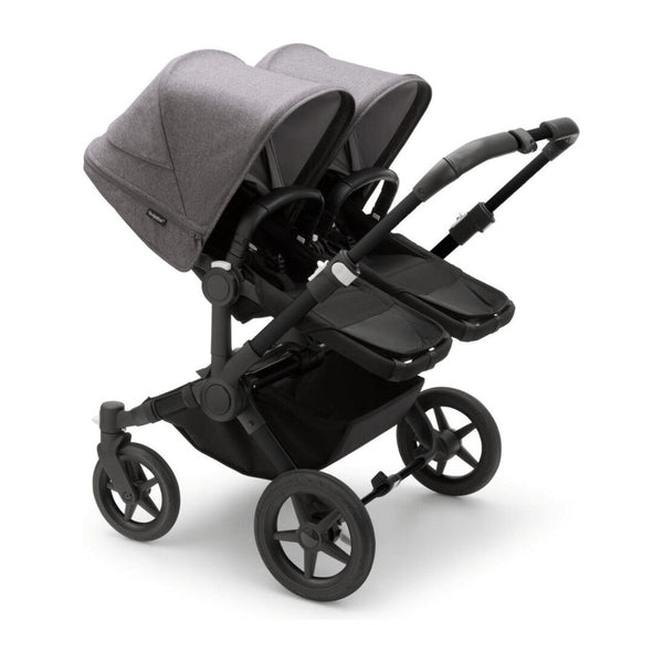 Bugaboo Donkey 5 Twin Gestell (Schwarz) / Stoff (Mitternachtsschwarz) / Dach (Grau Meliert)