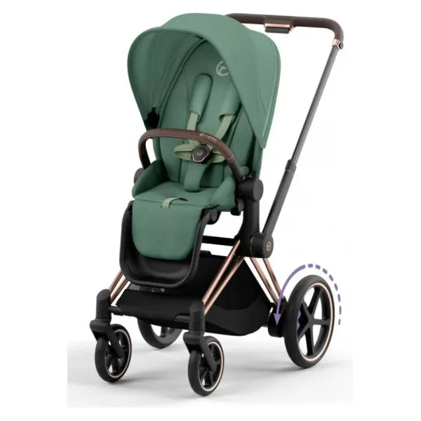 Cybex e-Priam Set Gestell (Rosegold) /Stoff (Leaf Green)