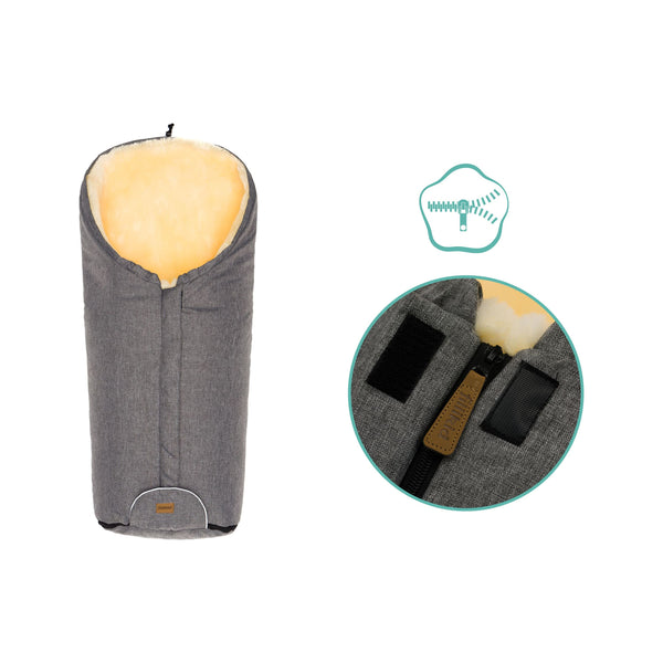 Lammefellfußsack Tacama Hellgrau Melange