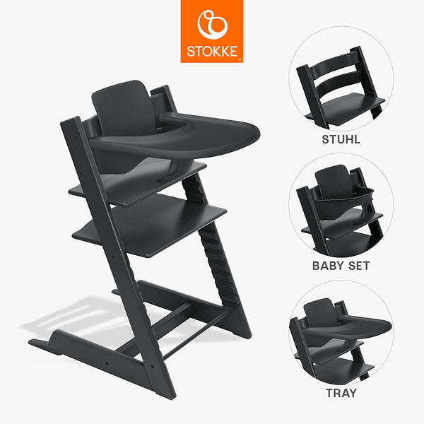 Stokke Tripp Trapp Black + BabySet + Tray