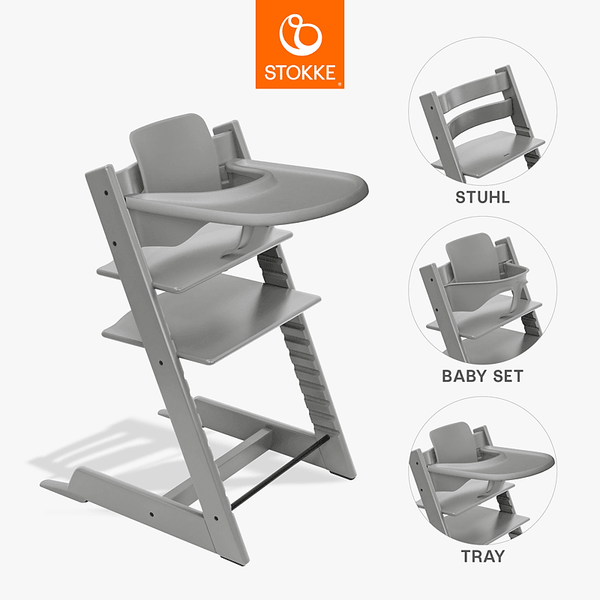 Stokke Tripp Trapp Storm Grey +BabySet + Tray