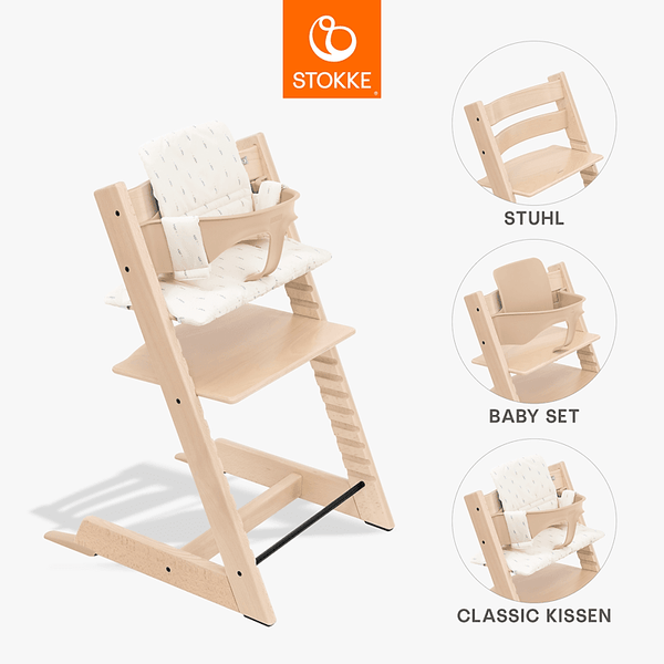 Stokke Tripp Trapp Natur + BabySet + Cushion Wheat Cream OCS