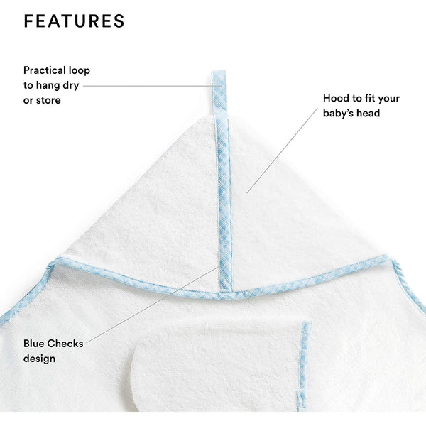 Stokke® Kapuzenbadetuch Blue Checks