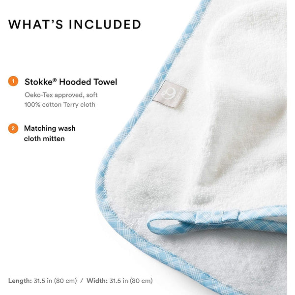 Stokke® Kapuzenbadetuch Blue Checks