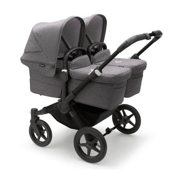 Bugaboo Donkey 5 Twin Gestell (Schwarz) / Stoff (Grau Meliert) / Dach (Grau Meliert)