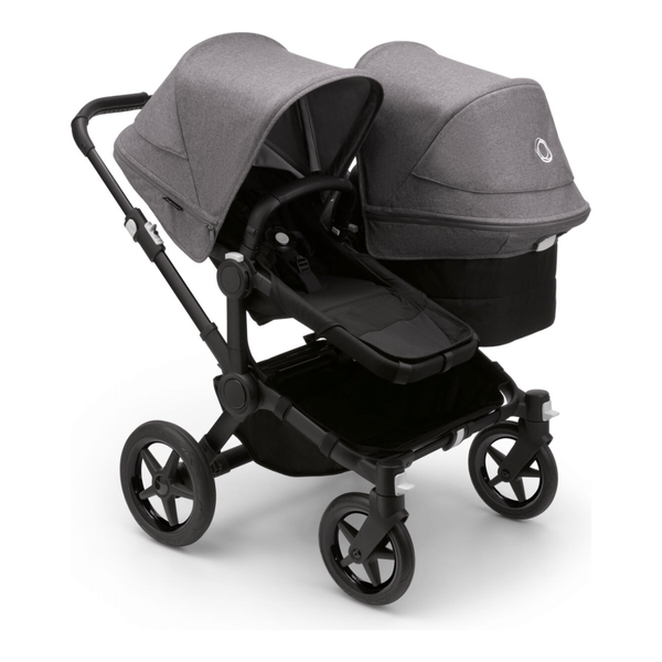 Bugaboo Donkey 5 Duo Gestell (Schwarz) / Stoff (Mitternachtsschwarz) /Dach (Grau Meliert)