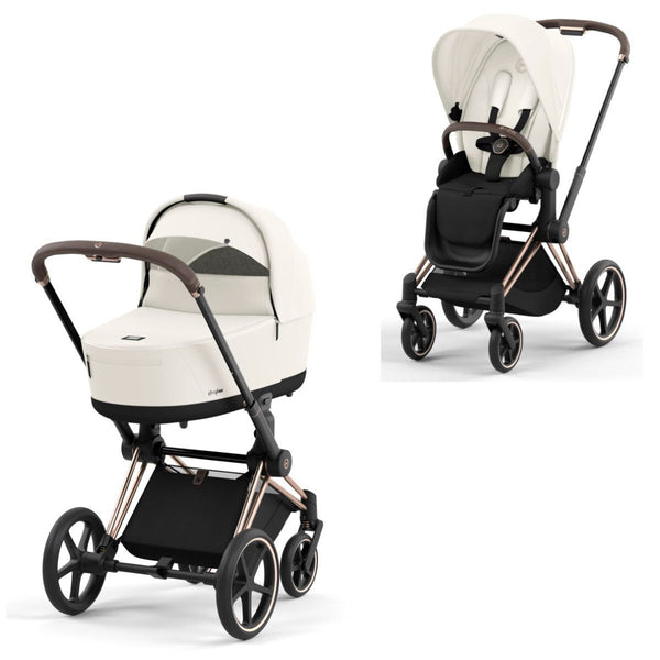 Cybex Priam Set Gestell (Rosegold) /Stoff (Off White)