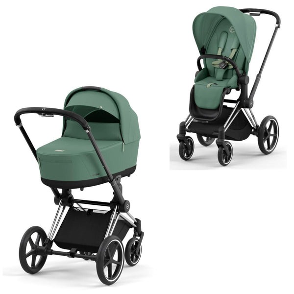 Cybex Priam Set Gestell (Chrome Black) /Stoff (Leaf Green)