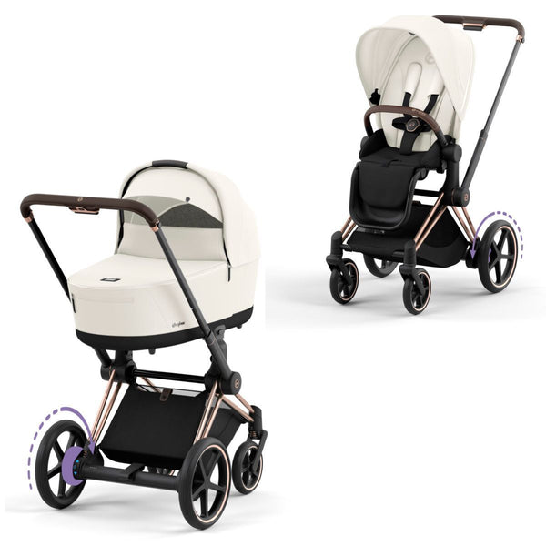 Cybex e-Priam Set Gestell (Rosegold) /Stoff (Off White)