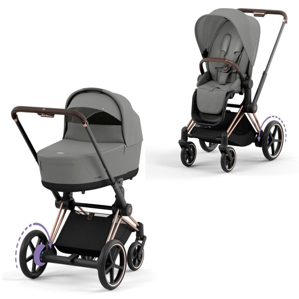 Cybex e-Priam Set Gestell (Rosegold) /Stoff (Mirage Grey)