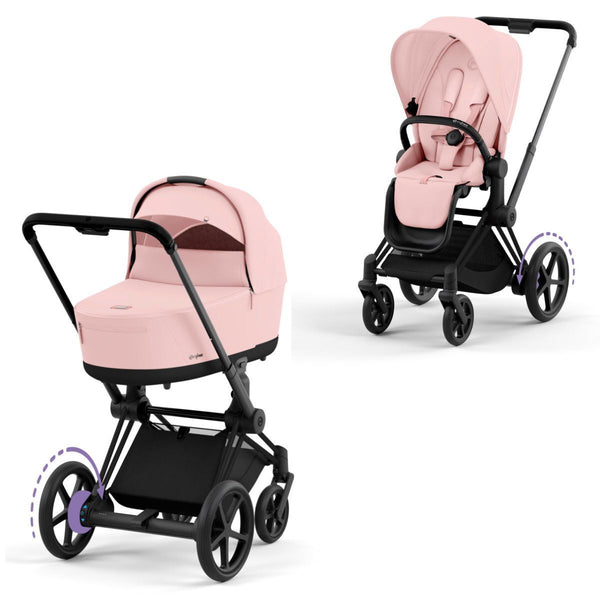 Cybex e-Priam Set Gestell (Matt Black) /Stoff (Peach Pink)