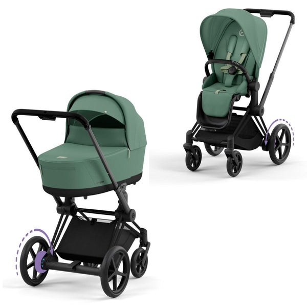 Cybex e-Priam Set Gestell (Matt Black) /Stoff (Leaf Green)