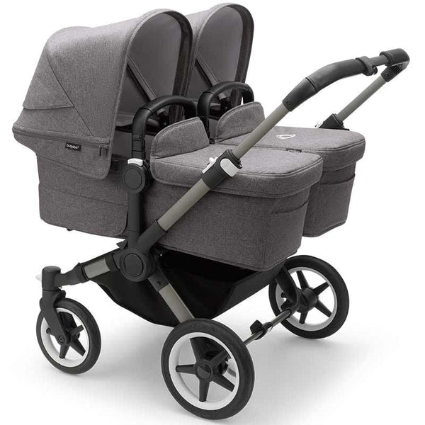 Bugaboo Donkey 5 Twin Gestell (Graphit) / Stoff (Grau Meliert) / Dach (Grau Meliert) Ultimate Bundle