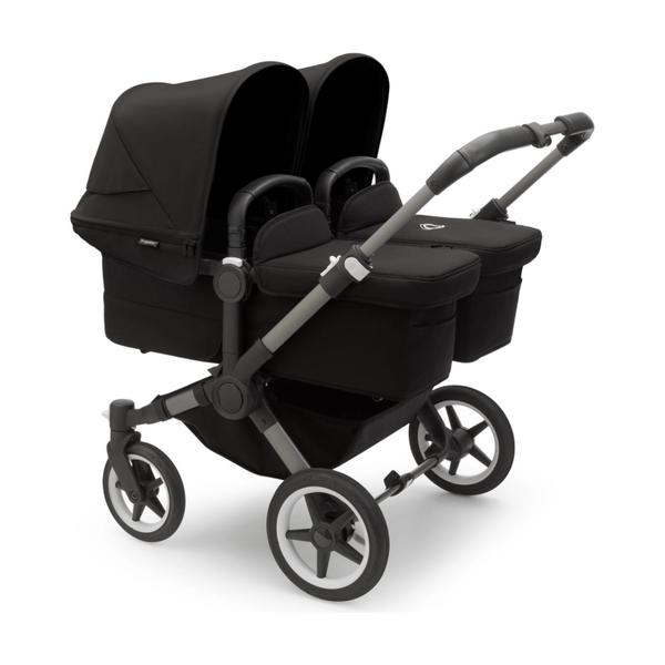 Bugaboo Donkey 5 Twin Gestell (Graphit) / Stoff (Mitternachtsschwarz) / Dach (Mitternachtsschwarz) Ultimate Bundle