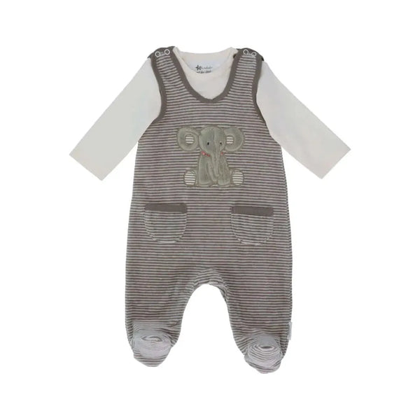 Baby Strampler aus Nicki, Motiv Elefant Eddy, Grau / Größe 62