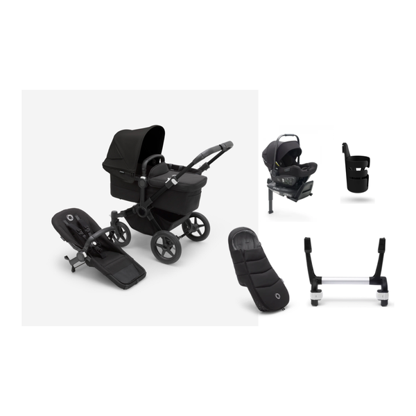 Bugaboo Donkey 5 Mono Gestell (Schwarz) / Stoff (Mitternachtsschwarz) / Dach ( Mitternachtsschwarz) Ultimate Bundle