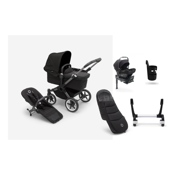 Bugaboo Donkey 5 Mono Gestell (Graphite) / Stoff (Mitternachtsschwarz) / Dach ( Mitternachtsschwarz) Ultimate Bundle