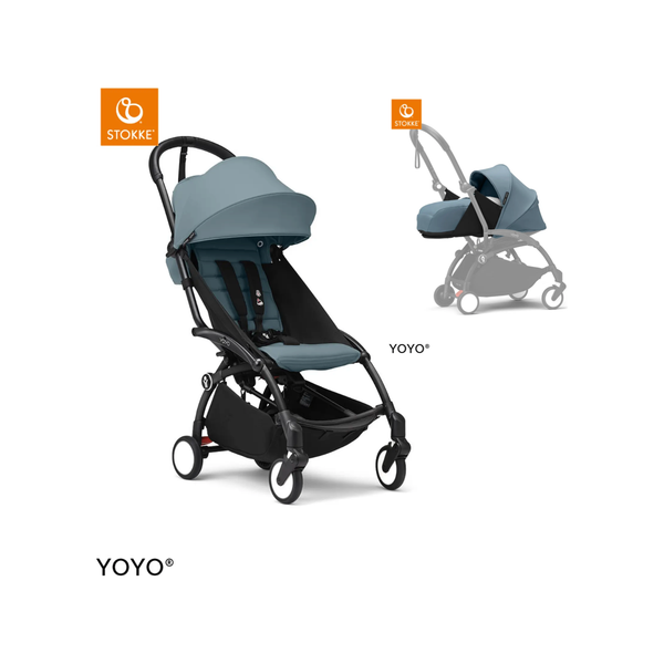 Stokke® YOYO³ Black / Aqua + Stokke Newborn pack 0+ Aqua