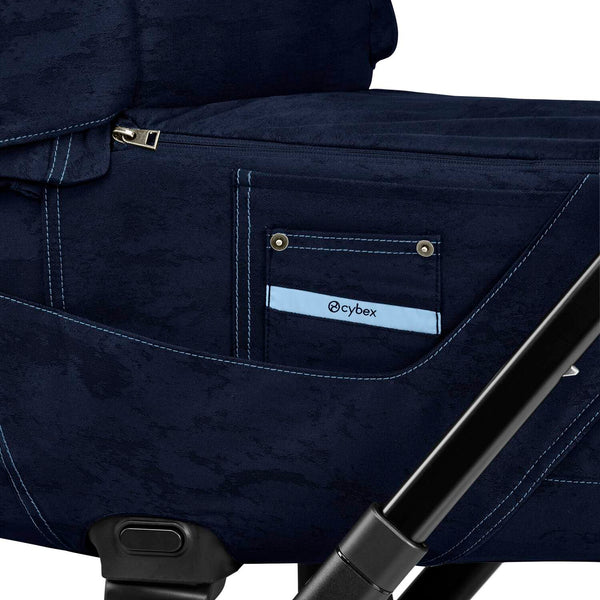 Cybex Priam Set Gestell (Matt Black) /Stoff (Rebellious Luxury Denim Blue)