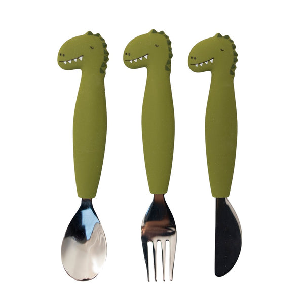 Trixie Silikon-Besteck-Set, 3er-Pack - Herr Dino