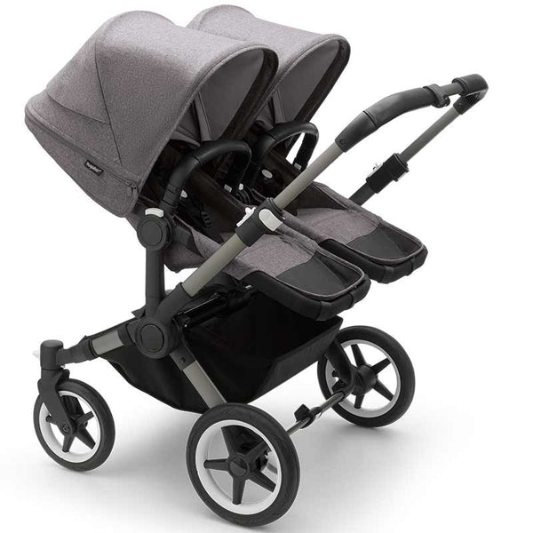 Bugaboo Donkey 5 Twin Gestell (Graphit) / Stoff (Grau Meliert) / Dach (Grau Meliert)