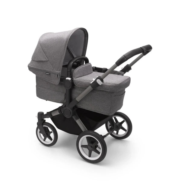 Bugaboo Donkey 5 Twin Gestell (Graphit) / Stoff (Grau Meliert) / Dach (Grau Meliert)