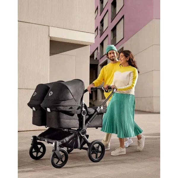 Bugaboo Donkey 5 Twin Gestell (Graphit) / Stoff (Grau Meliert) / Dach (Grau Meliert)